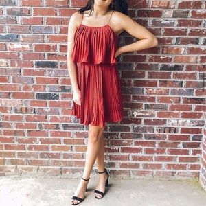 NWT Medium She&Sky Pleated Crimson Mini Dress